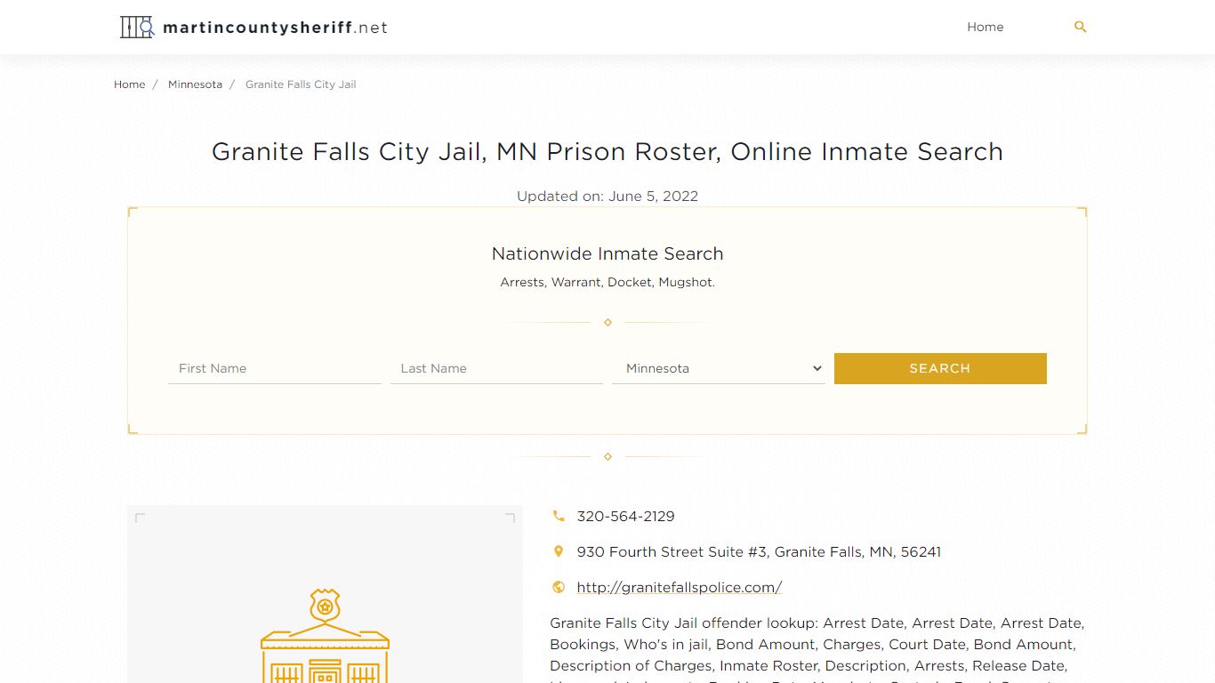 Granite Falls City Jail, MN Prison Roster, Online Inmate ...