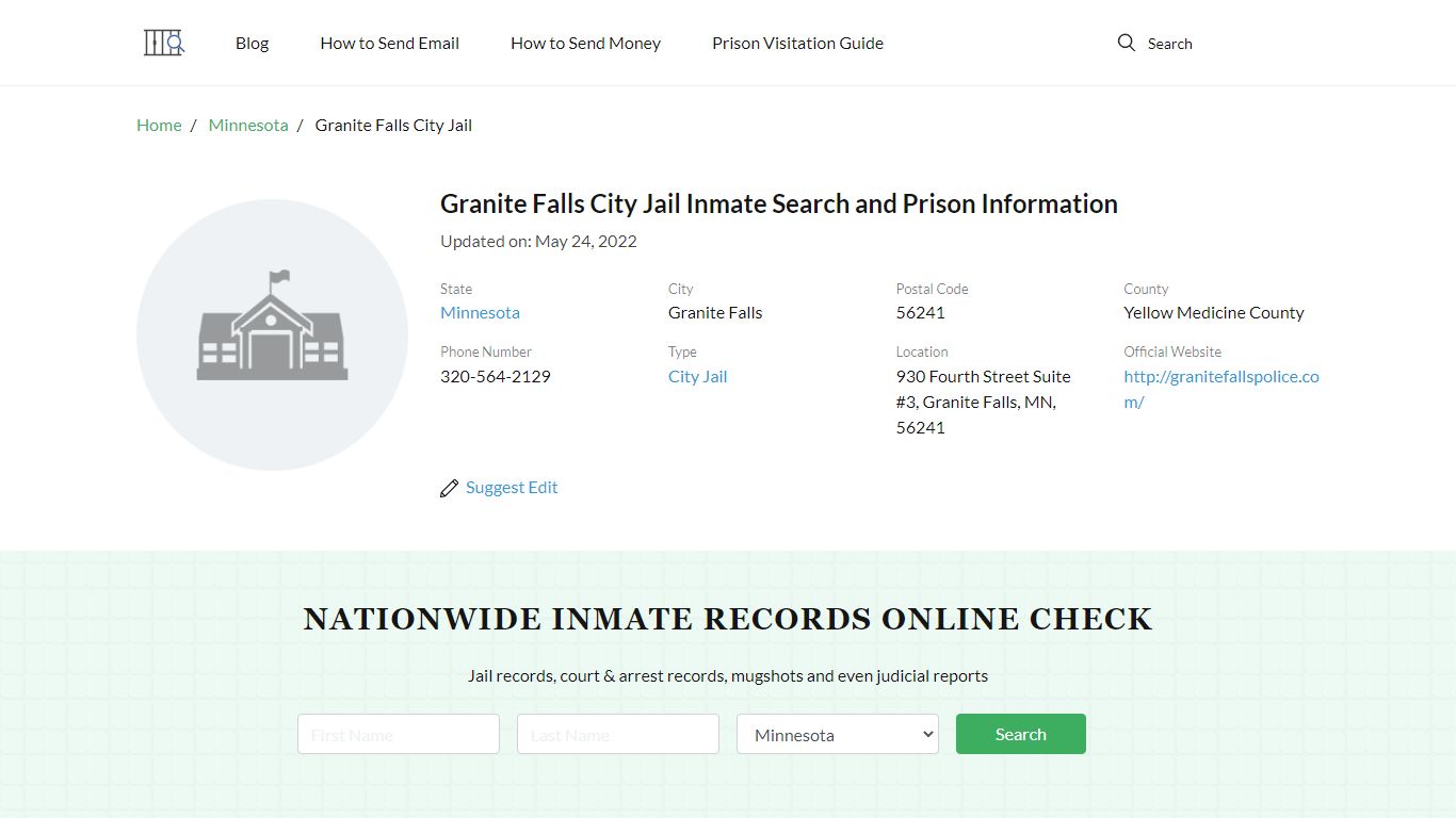 Granite Falls City Jail Inmate Search, Visitation, Phone ...